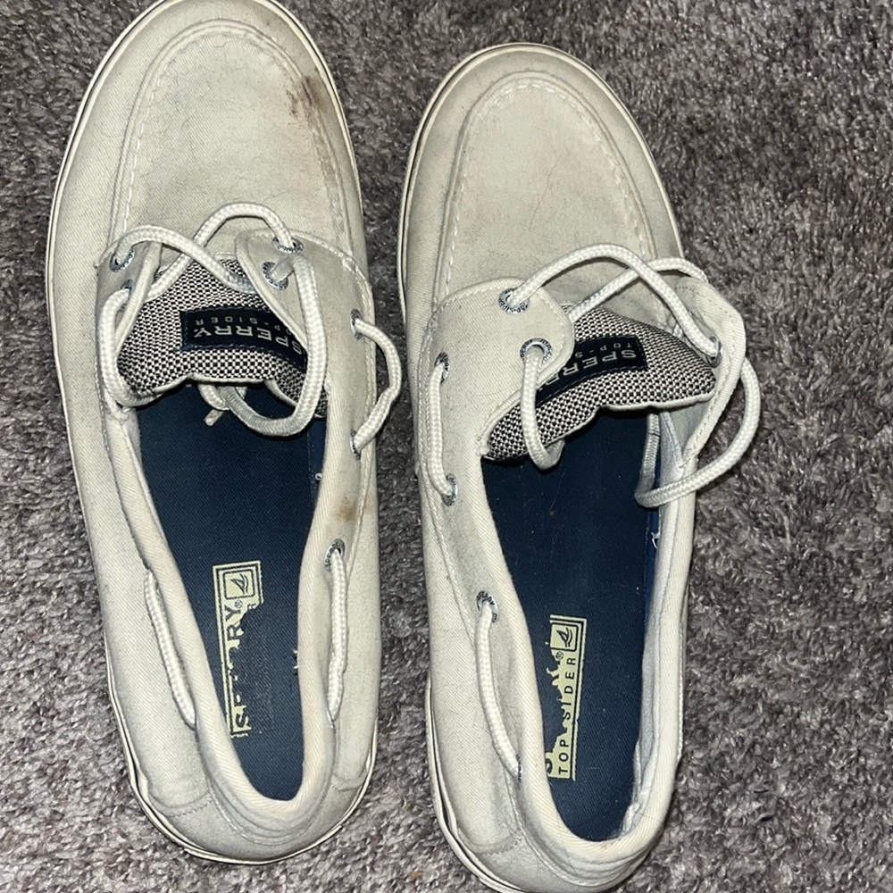 Worn in cream sperrys